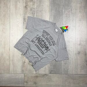 Vintage 2000s funny humor grey and black bondsman jail graphic t shirt